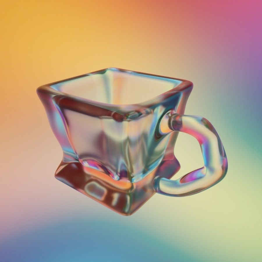 Wiggly Cup and Colorful Map 3D model_1