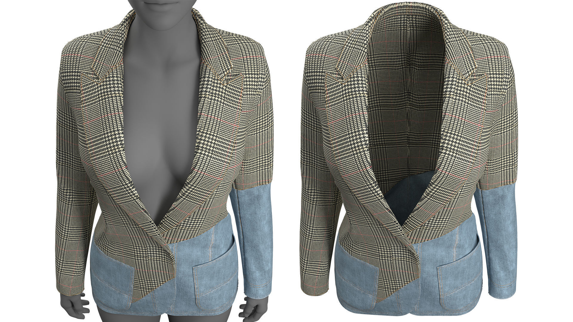Asymmetric Jacket Fitted to Gen8 Body Mesh 3D model_4