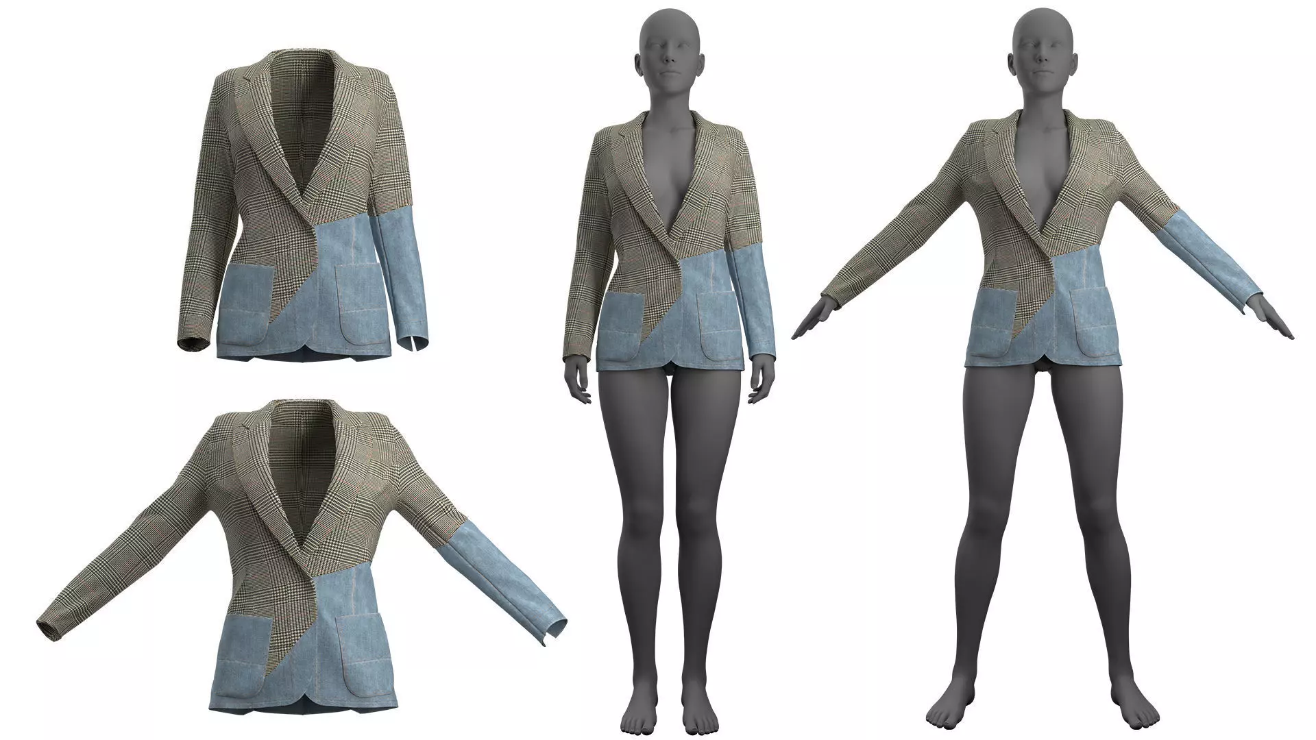 Asymmetric Jacket Fitted to Gen8 Body Mesh 3D model_0
