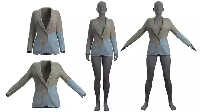 Asymmetric Jacket Fitted to Gen8 Body Mesh 3D model