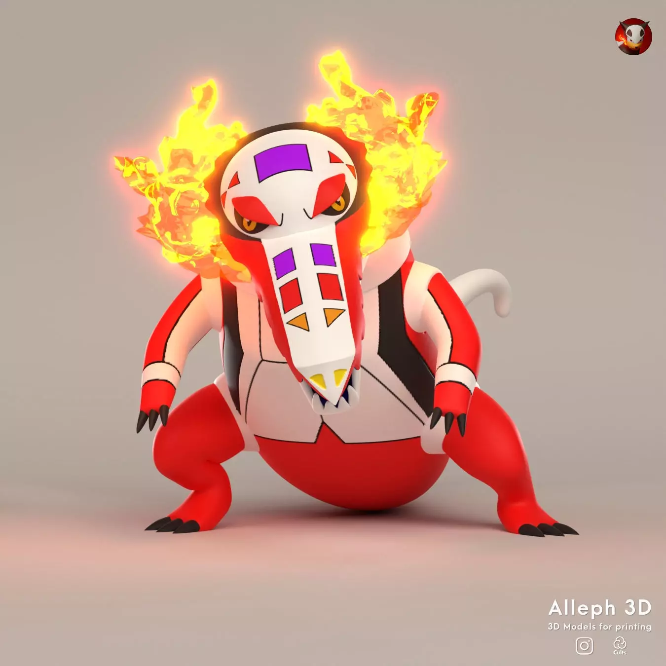 Pokemon skeledirge 3D print model_0