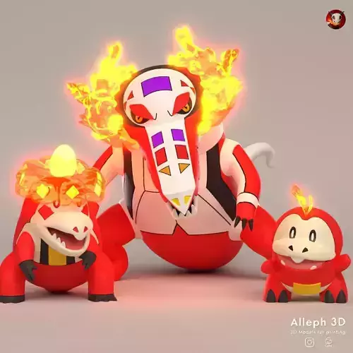 Pokemon fuecoco evolution pack 3D print model