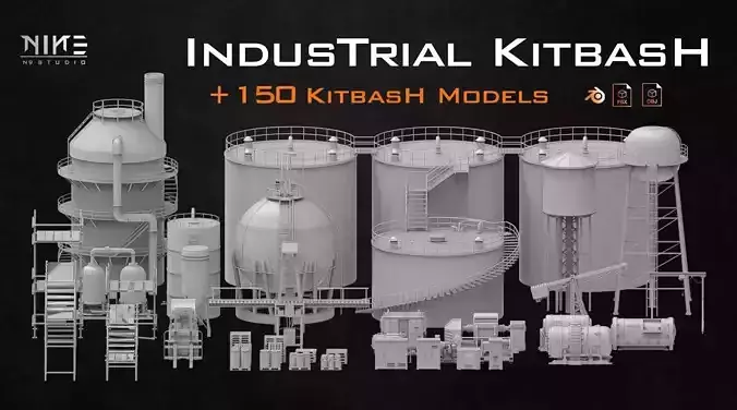 Industrial Kitbash 3D model