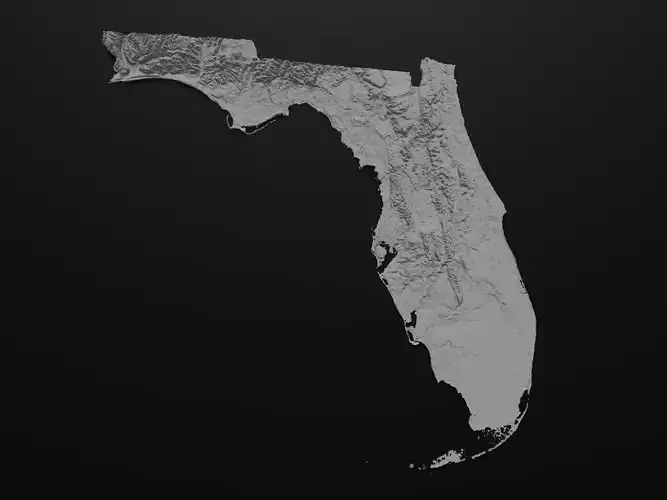 3D Map Model of the State of Florida 3D print model 3D print model