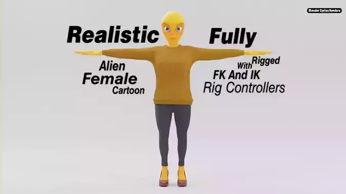 Cute Alien Female Character 3D model