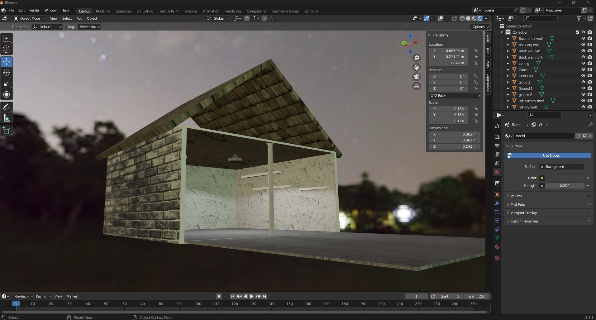 Car Port Low-poly 3D model_1