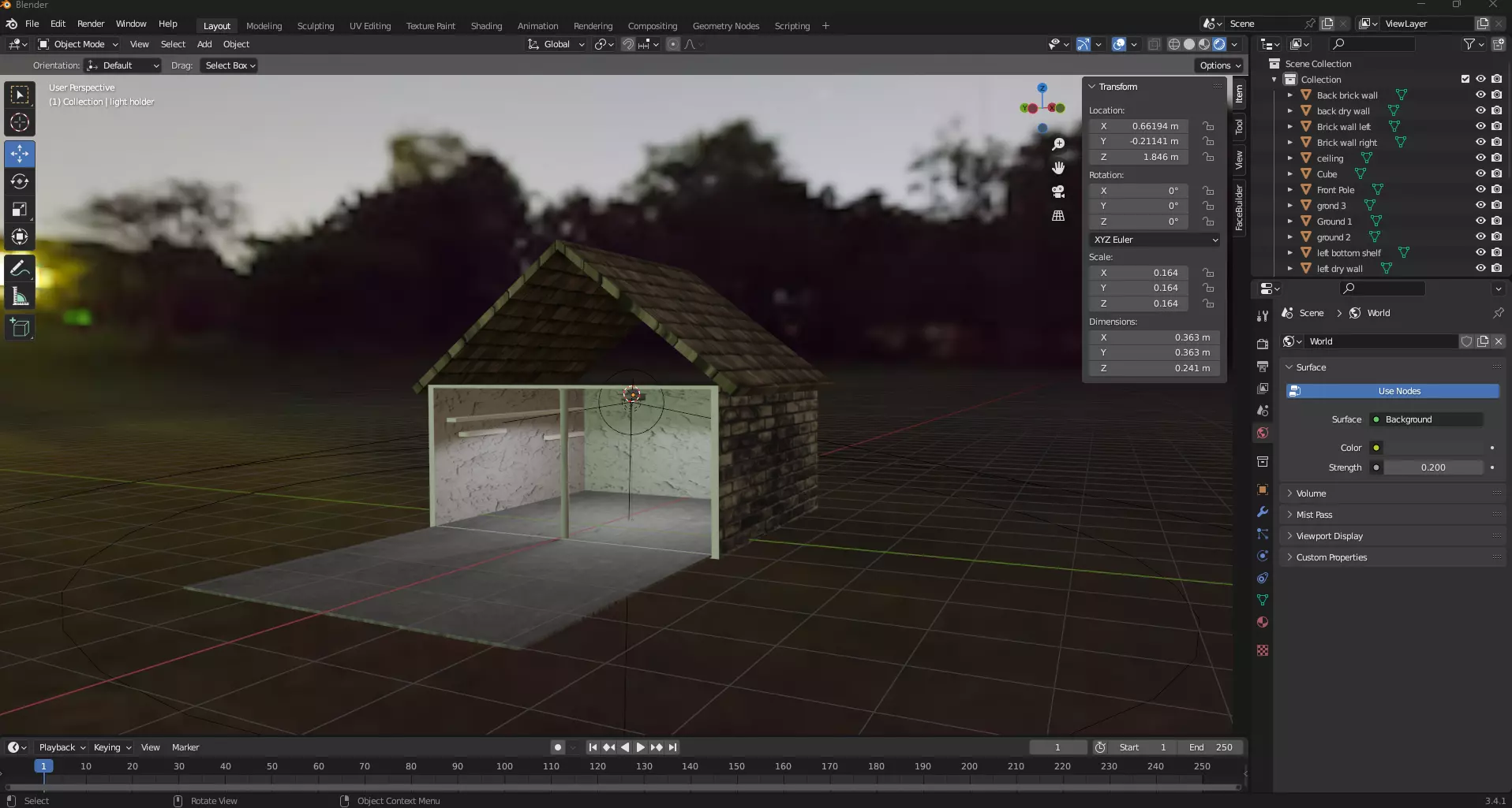 Car Port Low-poly 3D model_0