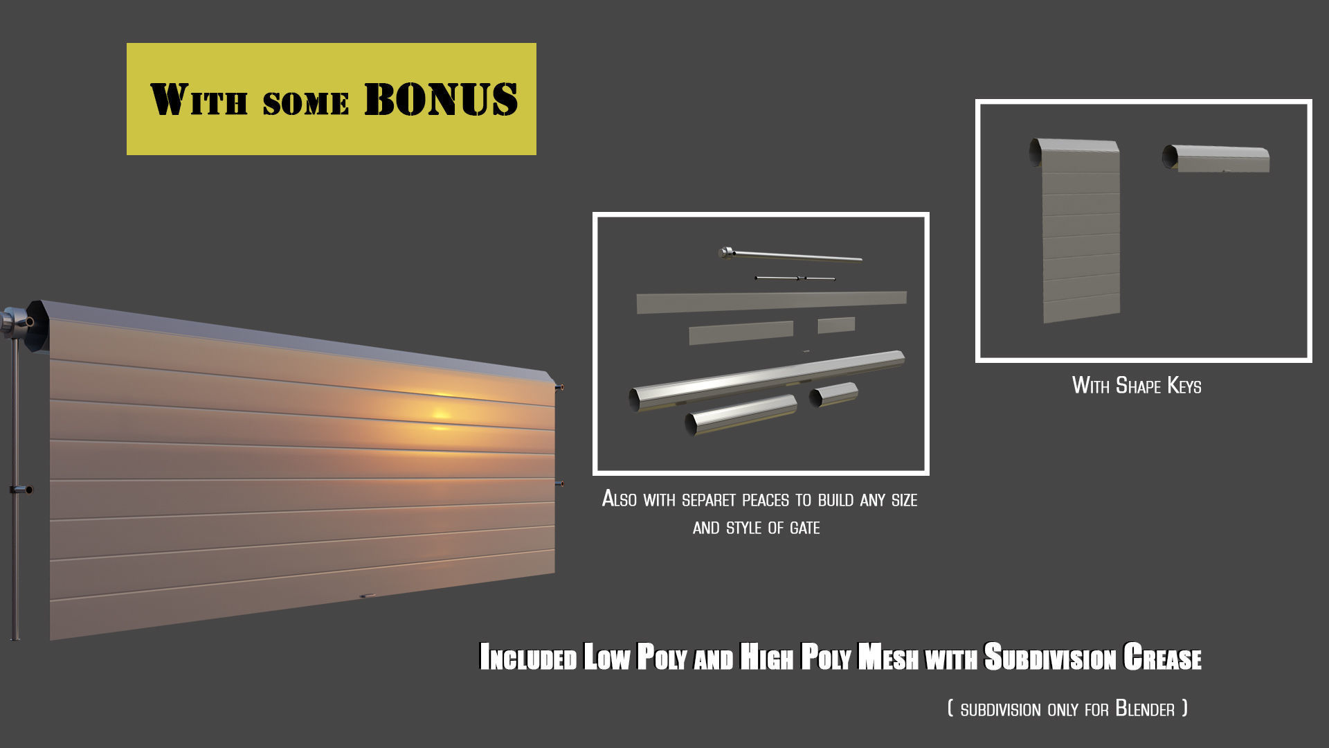 Roll Up Gate with Setbuild Options Low-poly 3D model_1