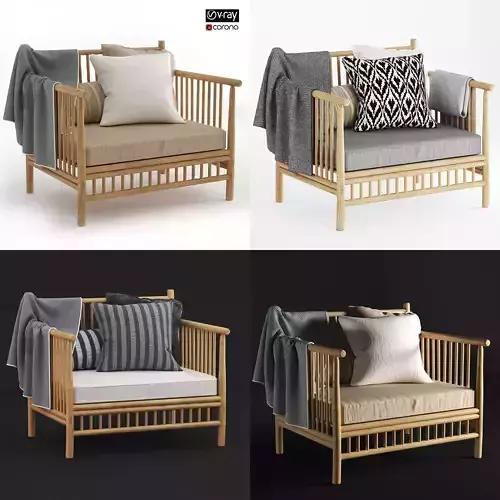 Exotan bamboo armchair 3D Model Collection