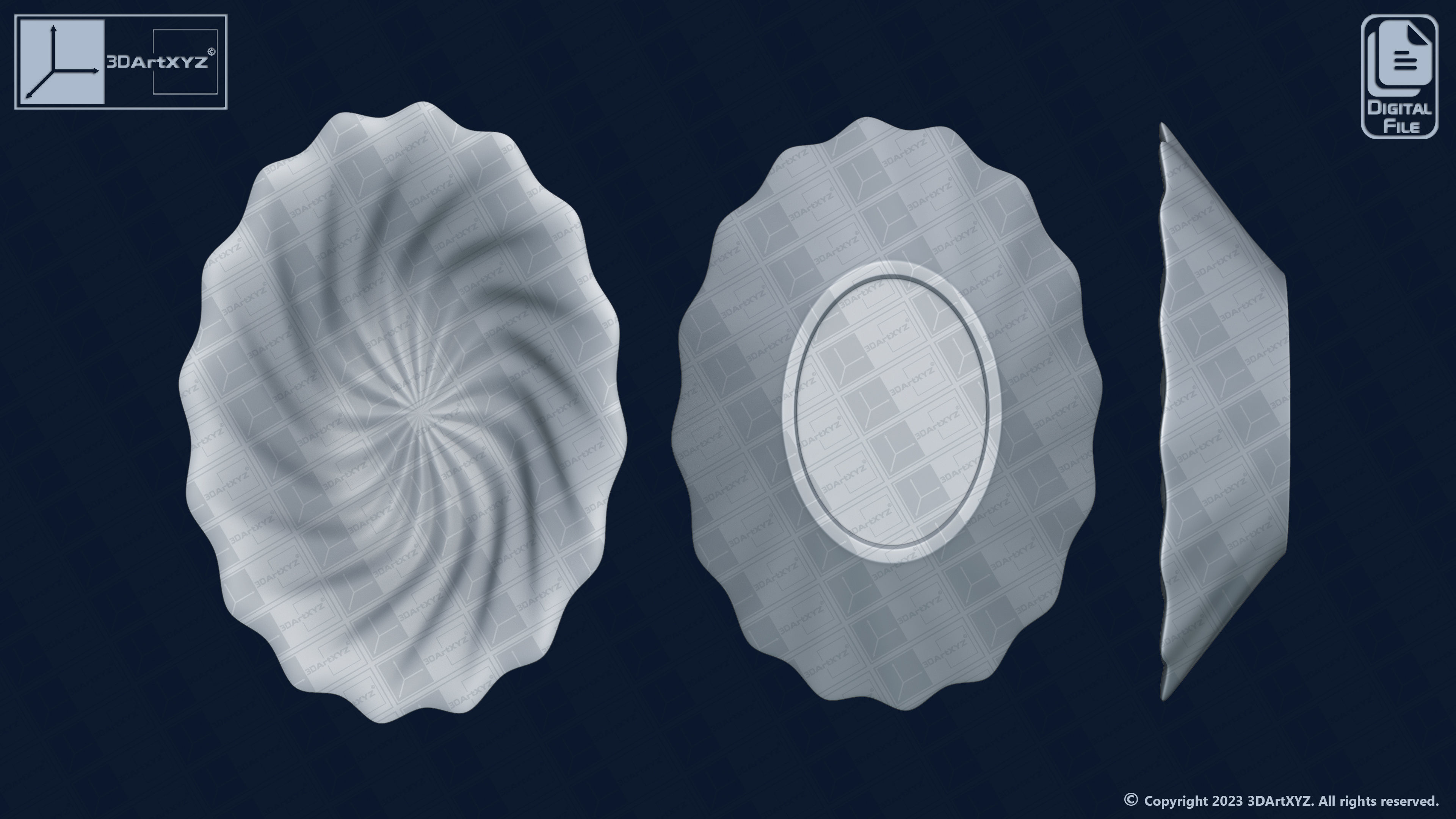 Oval Spiral Bowl - CNC Files for Wood 3D model_1