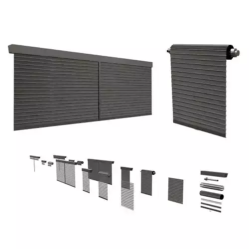 Roll Up Door Gate Store with SetBuild Options Low-poly 3D model Roll Up Door Gate Store with SetBuild Options Low-poly 3D model