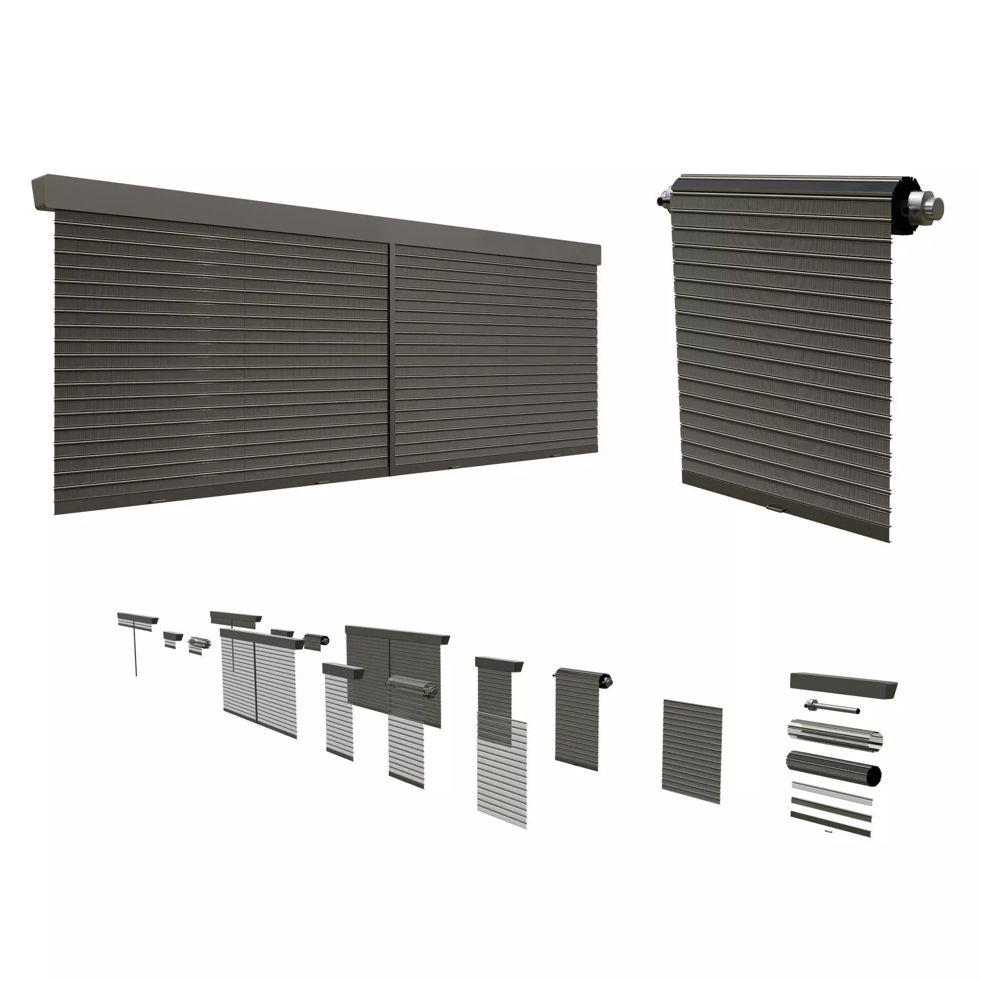 Roll Up Door Gate Store with SetBuild Options Low-poly 3D model_0