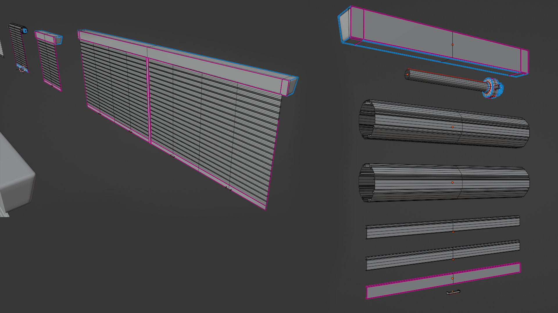 Roll Up Door Gate Store with SetBuild Options Low-poly 3D model_12