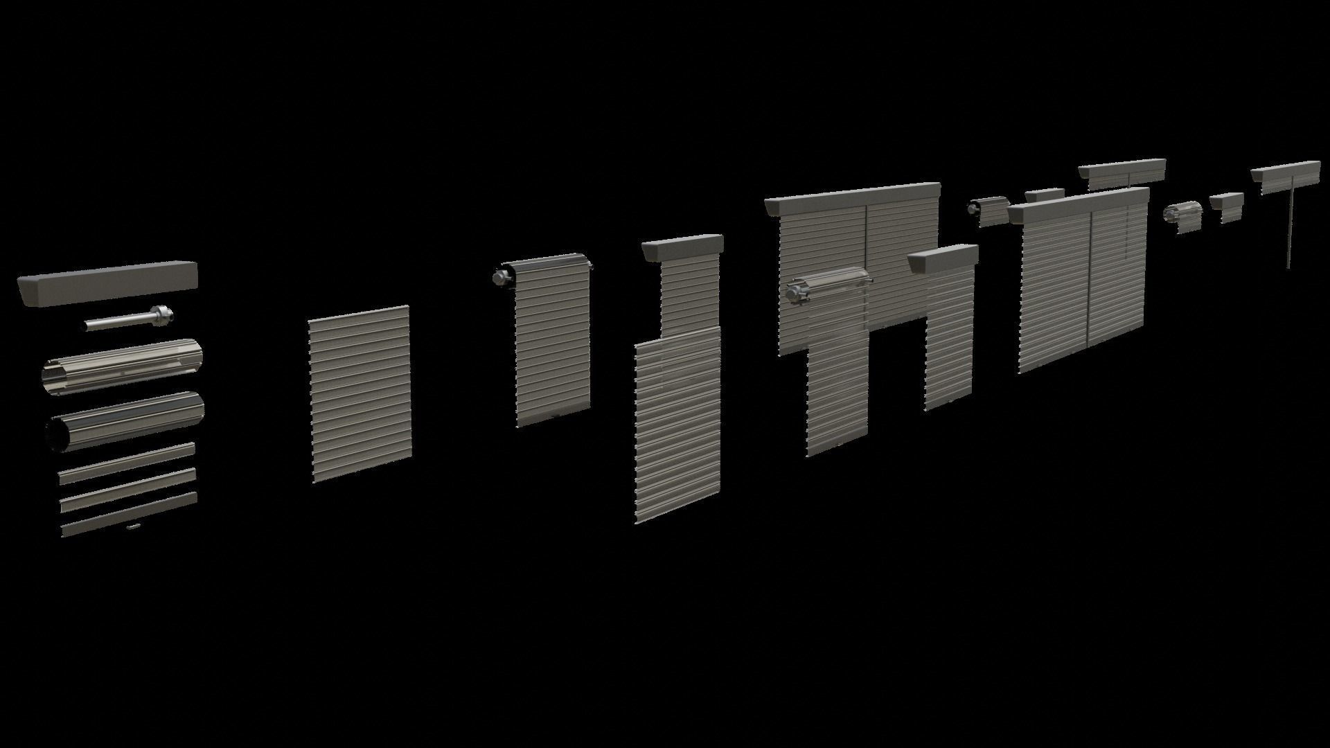 Roll Up Door Gate Store with SetBuild Options Low-poly 3D model_18