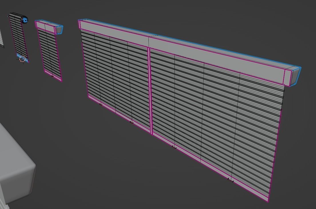 Roll Up Door Gate Store with SetBuild Options Low-poly 3D model_40