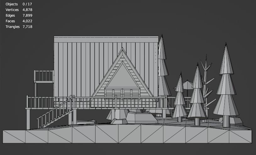 Stylish jungle Cabin Low-poly 3D model_13