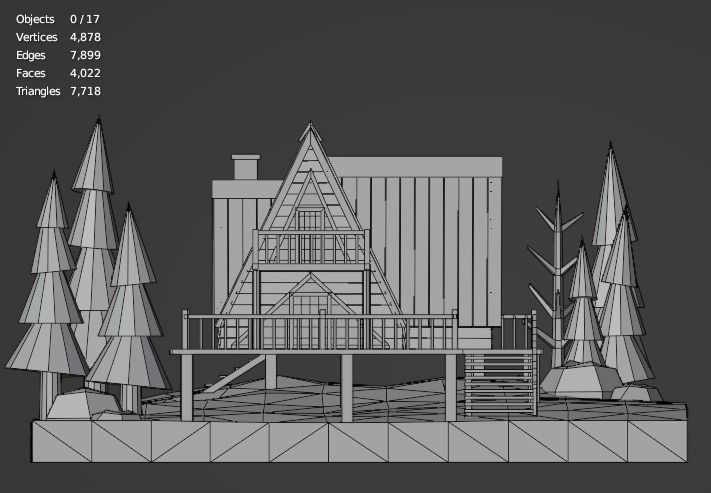 Stylish jungle Cabin Low-poly 3D model_12