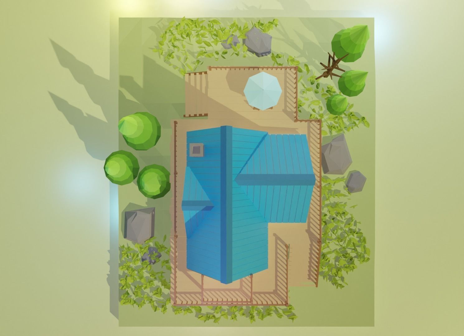 Stylish jungle Cabin Low-poly 3D model_10