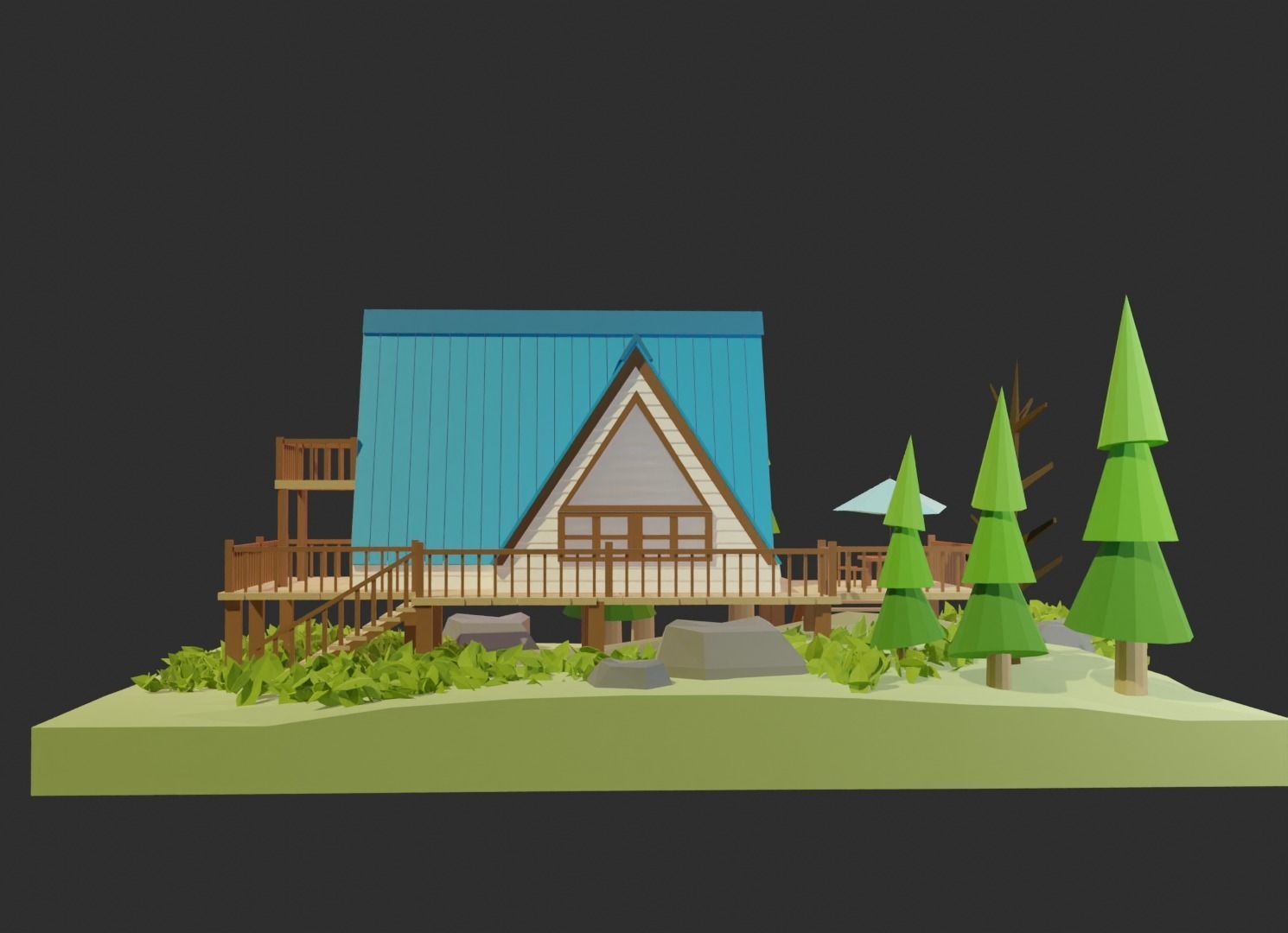 Stylish jungle Cabin Low-poly 3D model_2