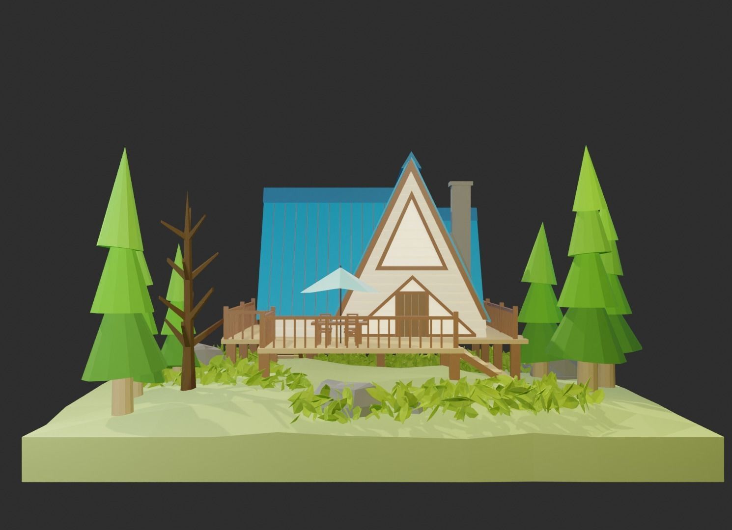 Stylish jungle Cabin Low-poly 3D model_3