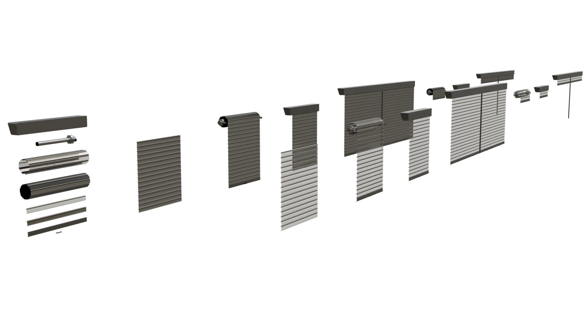 Roll UP Door Gate Pack 3D Model Collection_1