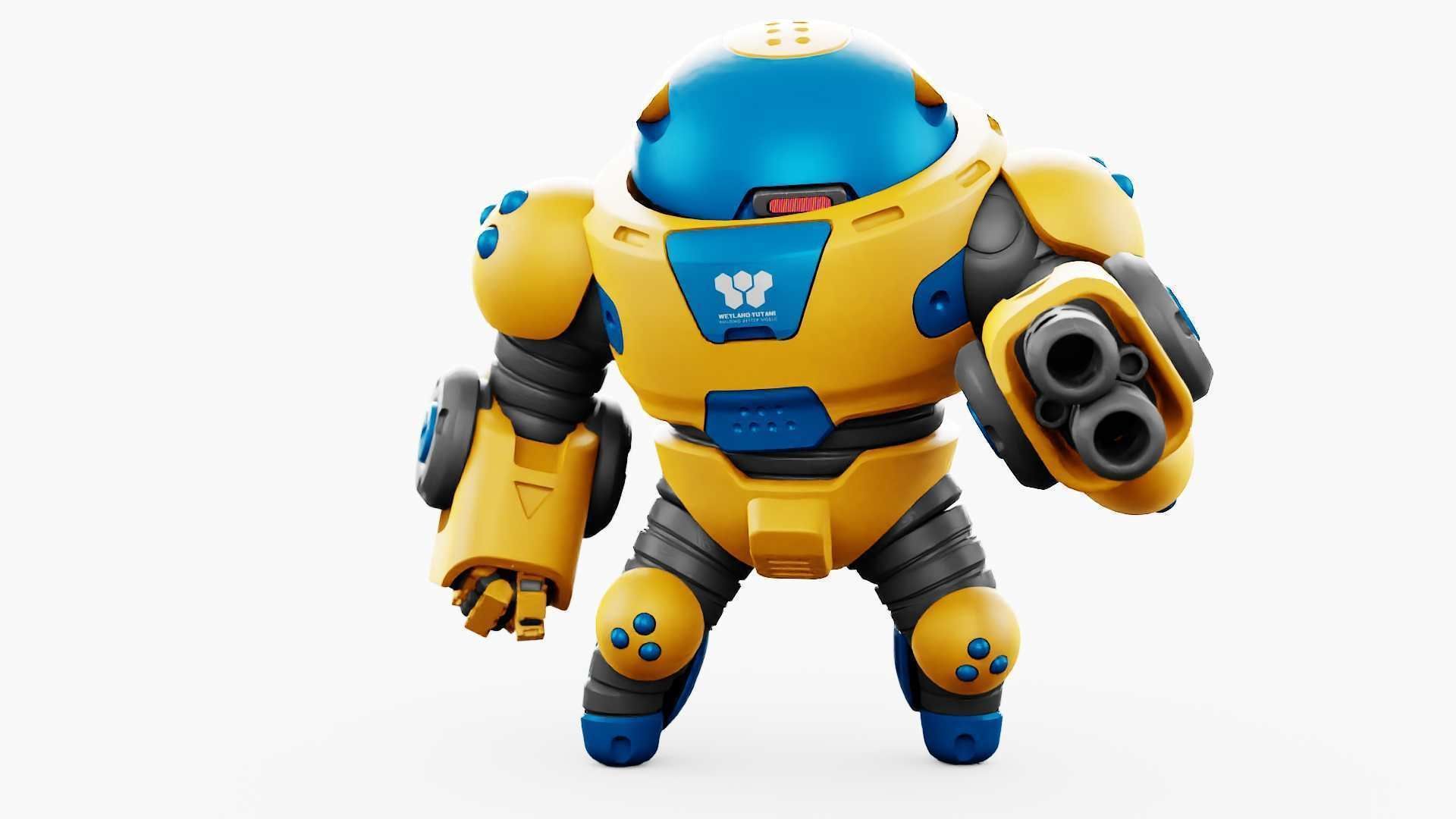 COMBAT TOY BOT RIGGED 3D model_2