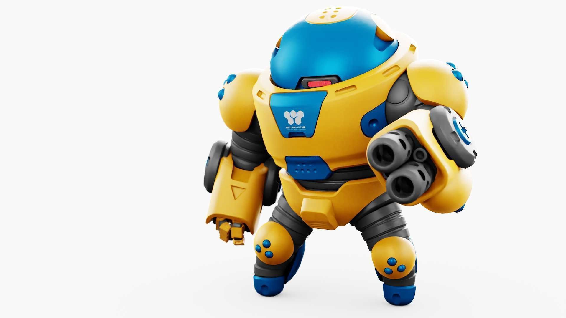 COMBAT TOY BOT RIGGED 3D model_1