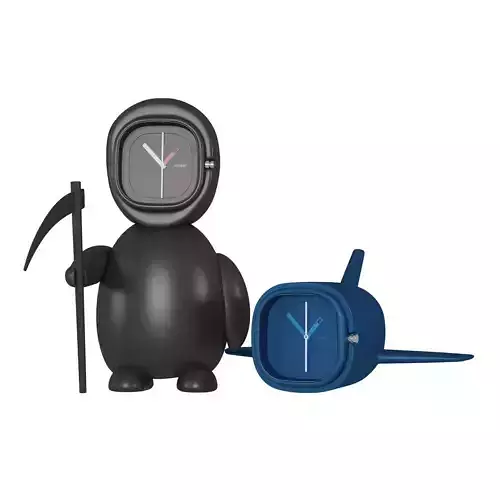 Alessi2 clock with penguin and scythe