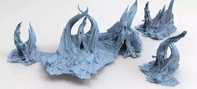 Medieval Witches Hollow Tree 5 models Rocks  3D model