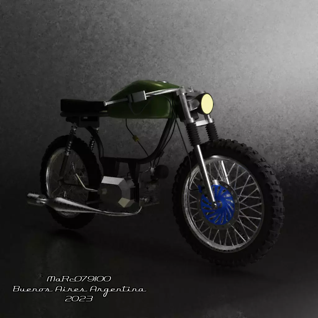 Cafe Racer moped 50cc 2Strokes 3D model_0