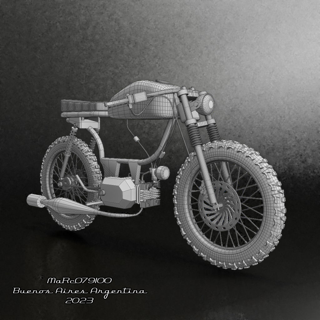 Cafe Racer moped 50cc 2Strokes 3D model_1