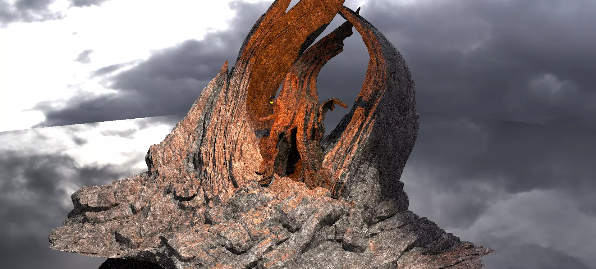 Dark Ages Claw Sculpted tree Mountain 1 3D model_0