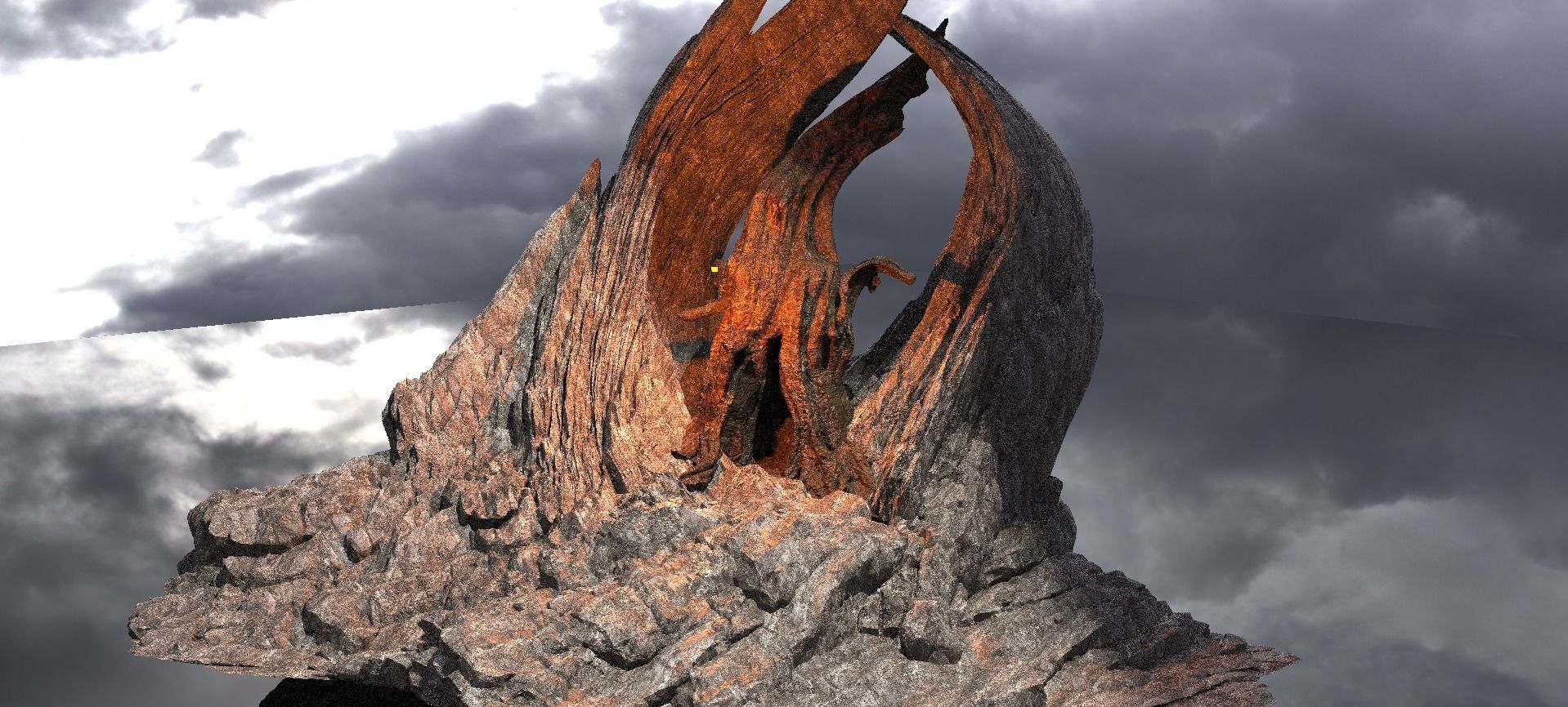 Dark Ages Claw Sculpted tree Mountain 1 3D model_1