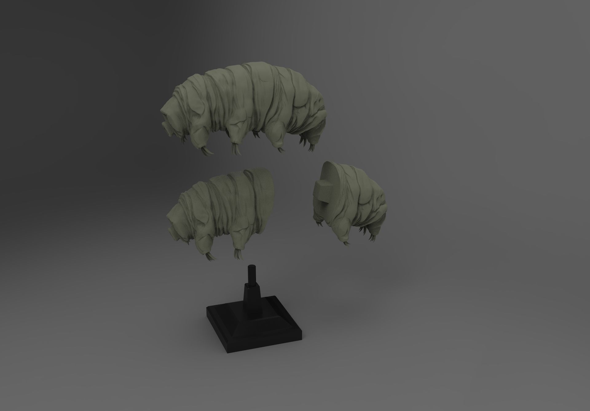 Tardigrade silver sculpture 3D print model_4