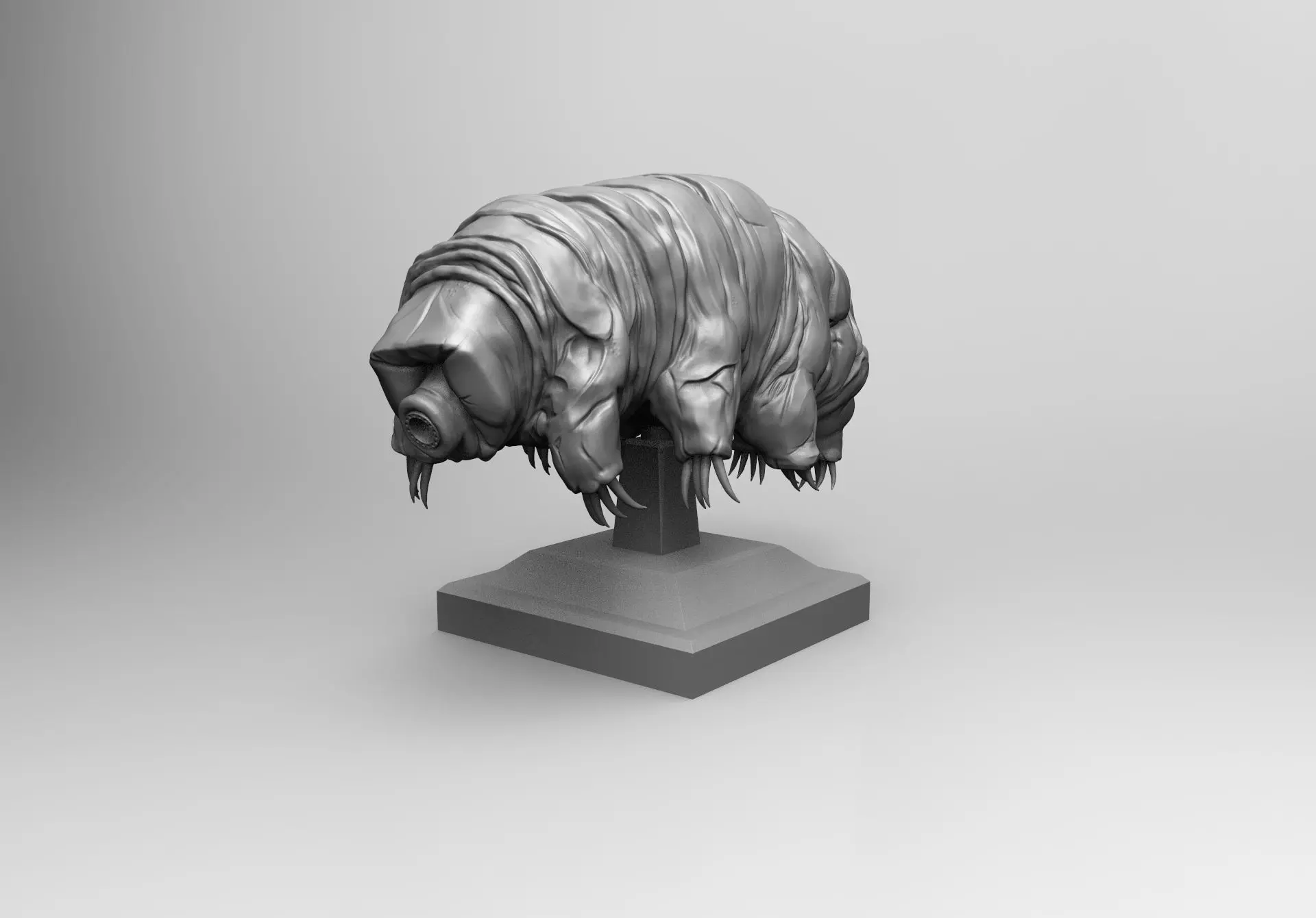 Tardigrade silver sculpture 3D print model_0