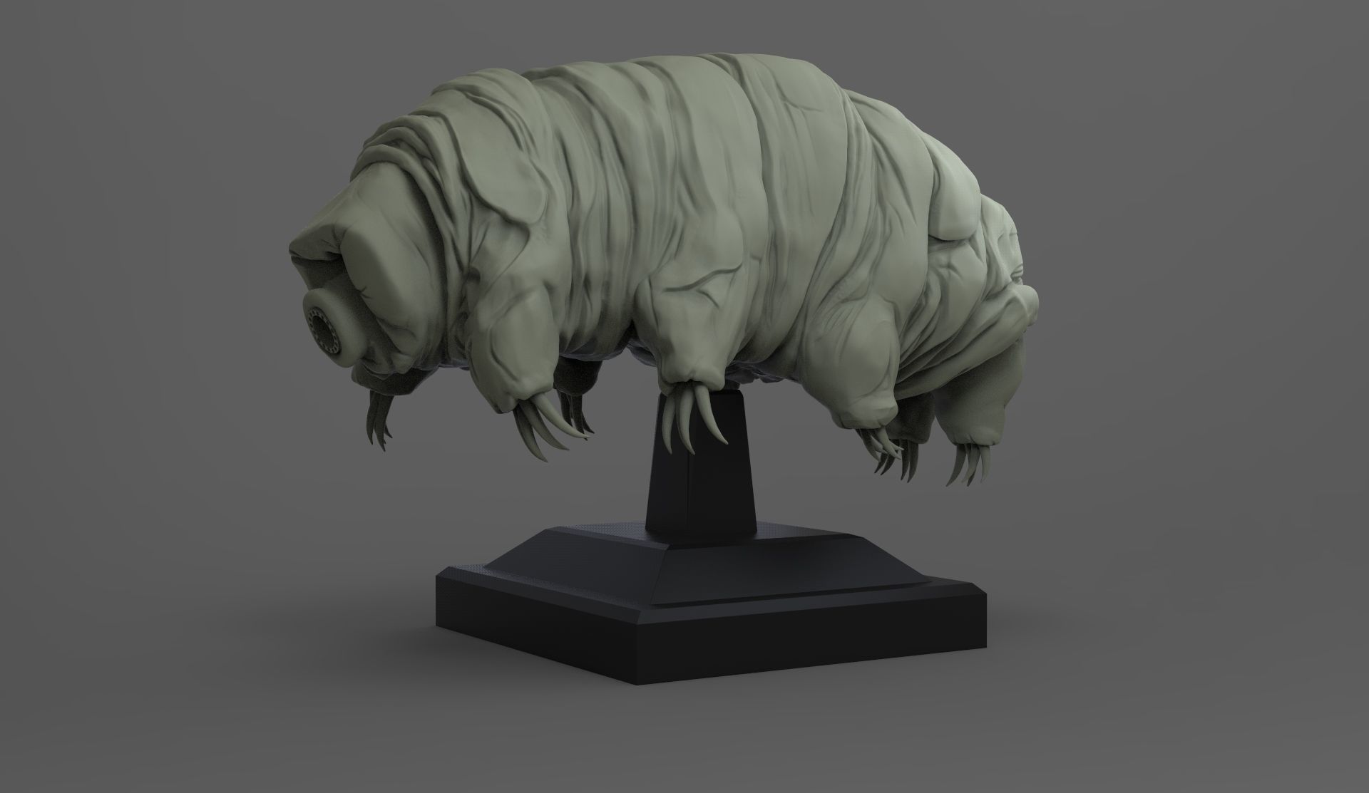 Tardigrade silver sculpture 3D print model_2