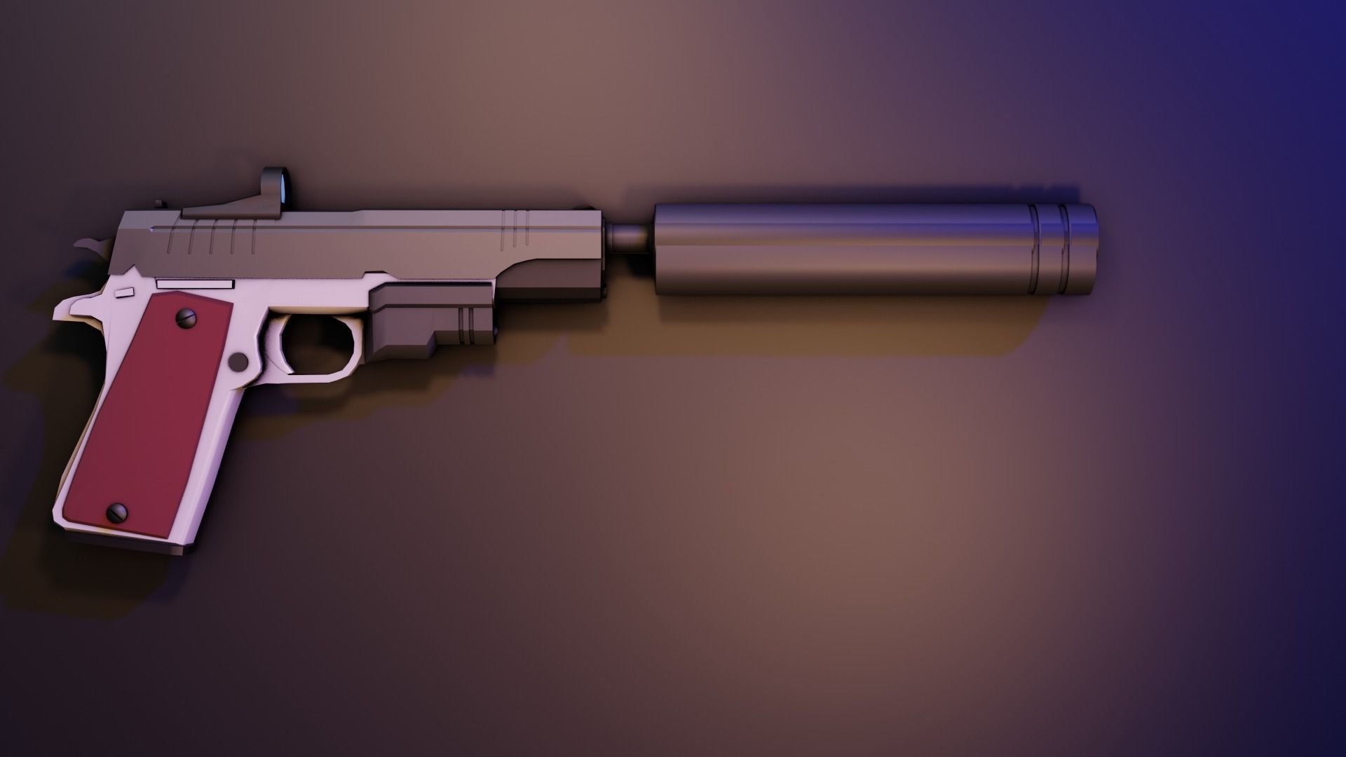 3D model Low Poly Pistol with attachments VR / AR / low-poly | CGTrader