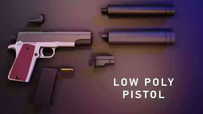 Low Poly Pistol with attachments
