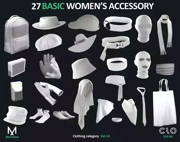 27 Basic women-s accessory - Marvelous clo3d zprj obj fbx 3D model