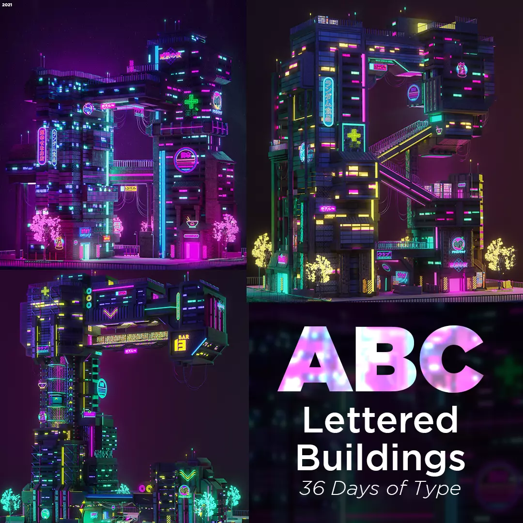 ABC Lettered Buildings - 36 Days of Type 3D model_0