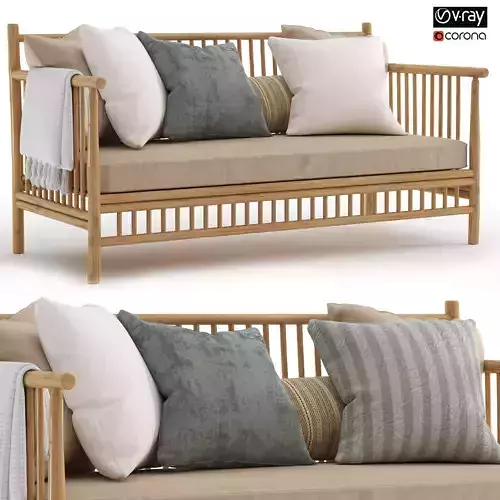 Exotan Bamboo Loungeset-garden bench-01 3D model