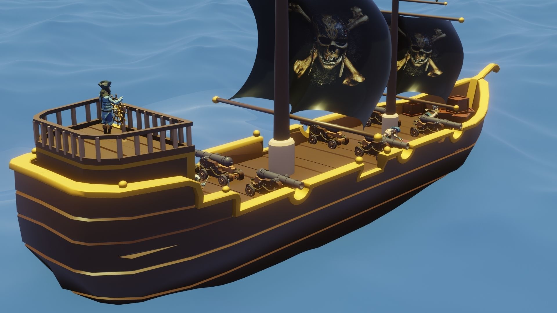 LowPoly pirate ship Low-poly 3D model_8