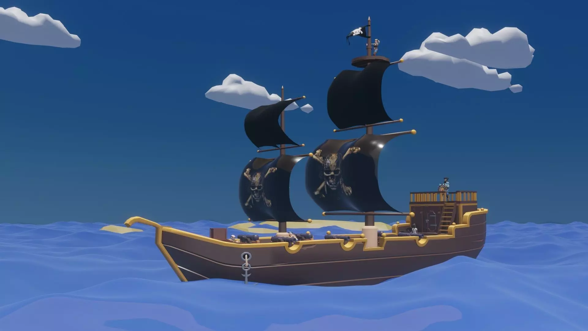 LowPoly pirate ship Low-poly 3D model_0