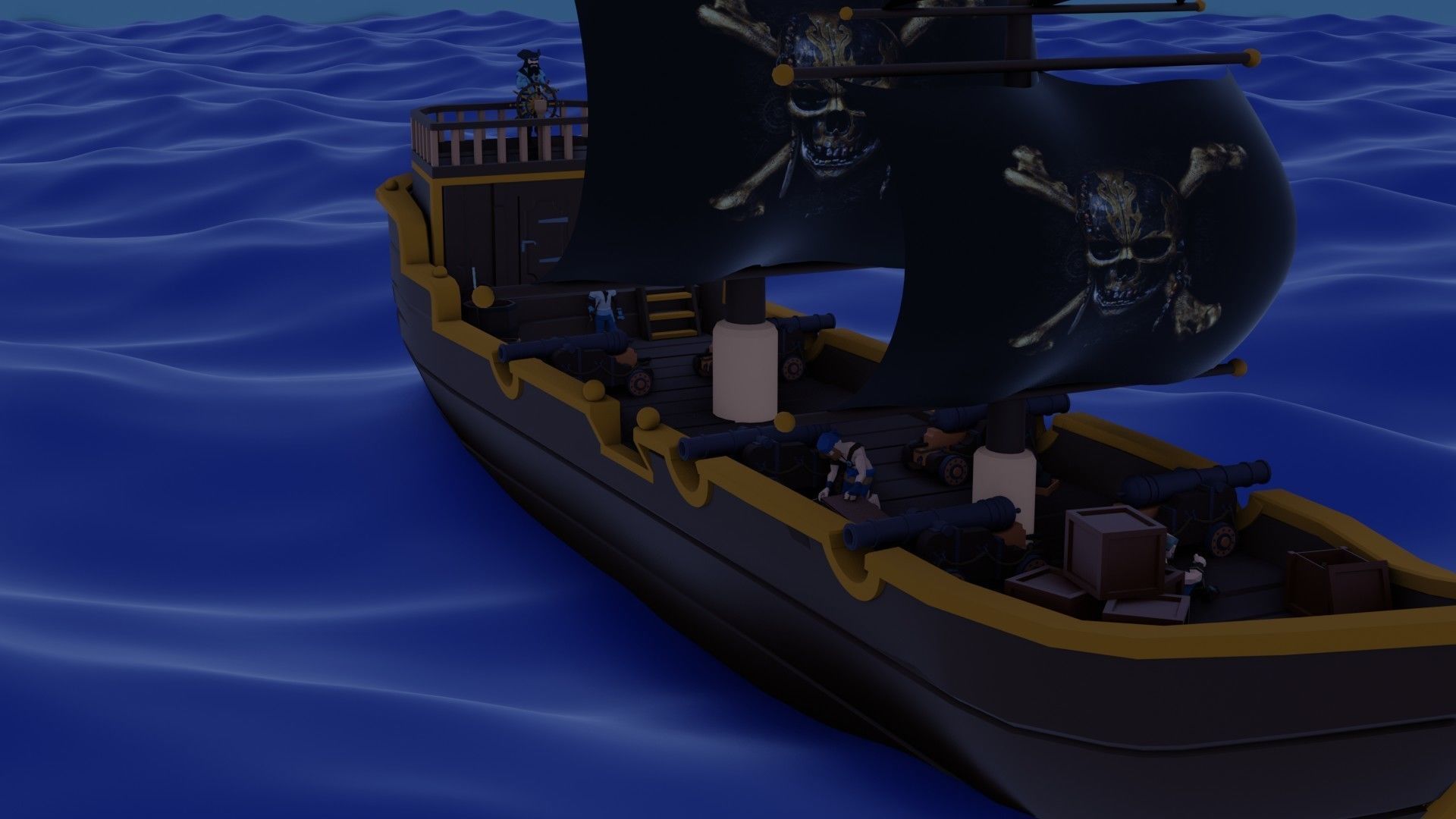 LowPoly pirate ship Low-poly 3D model_6