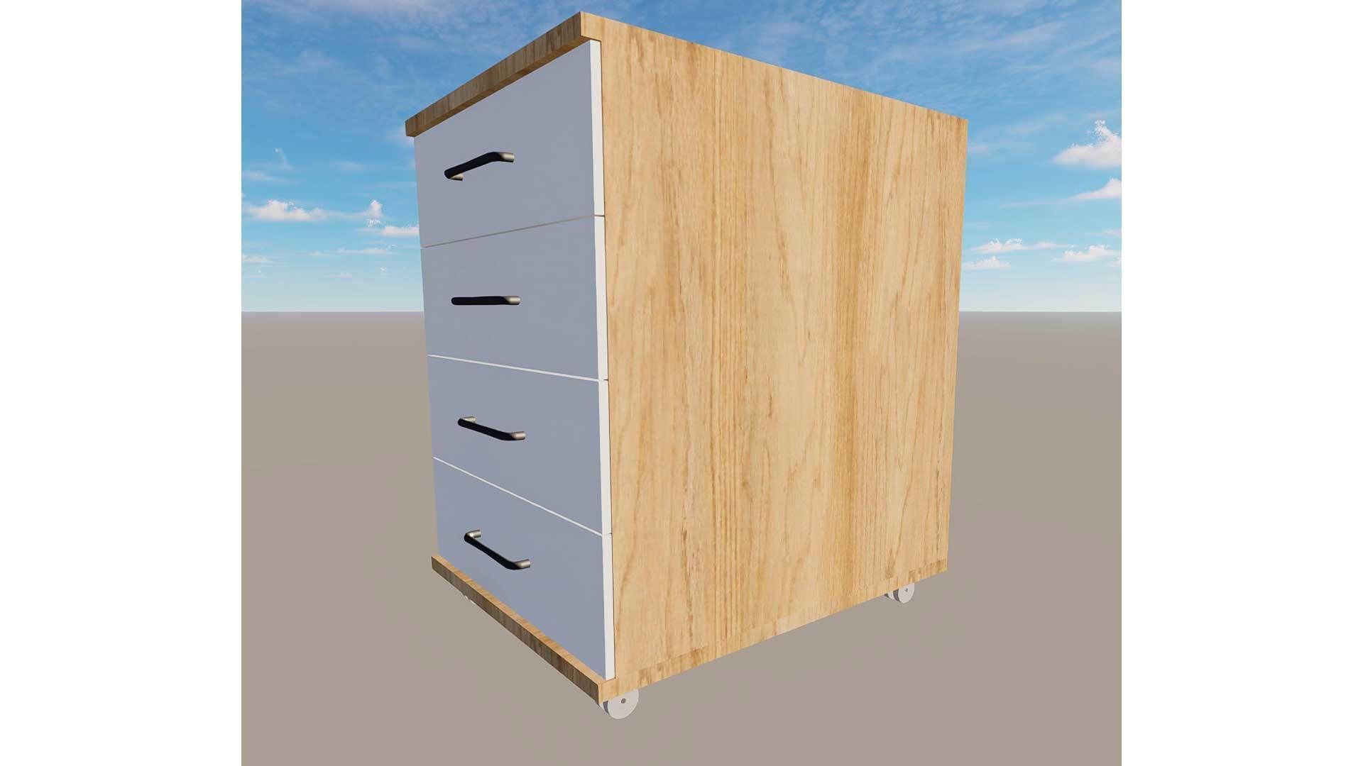 Office Desk Drawer Organizer Cabinet 3D model_3