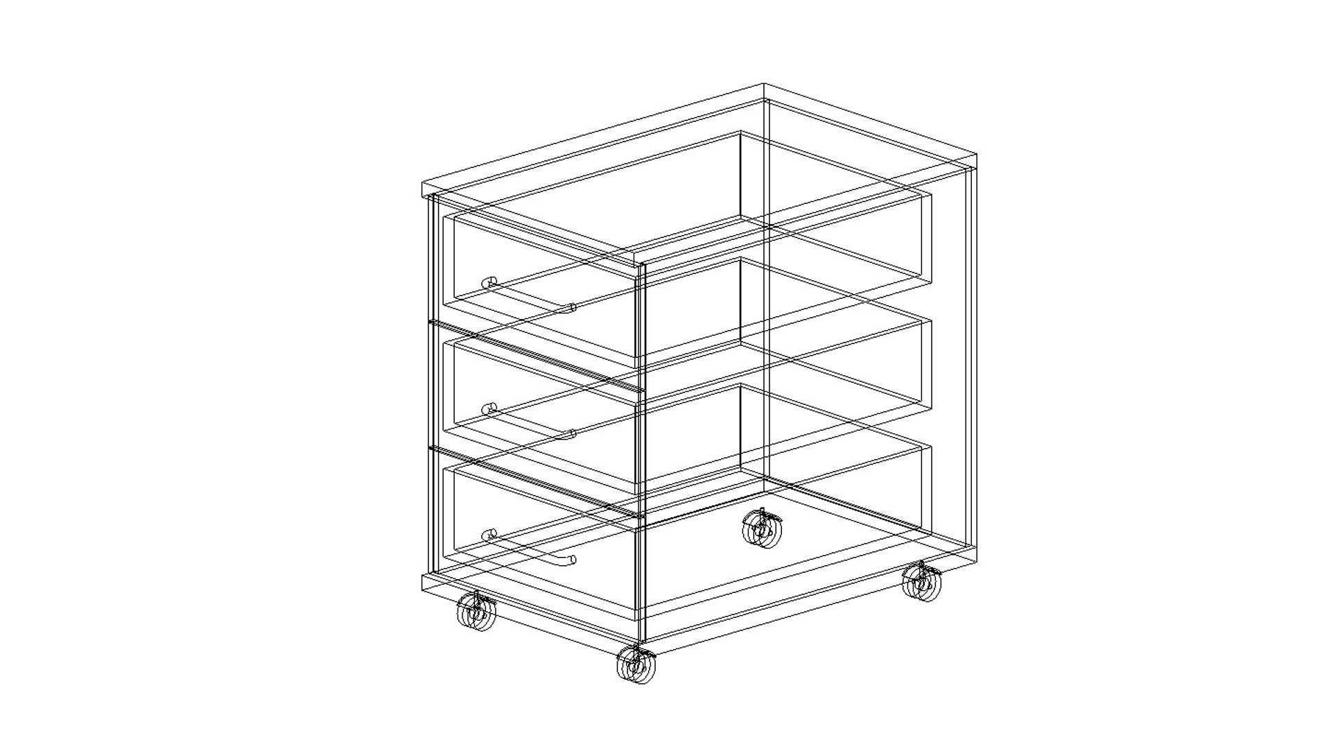 Office Desk Drawer Organizer Cabinet 3D model_5