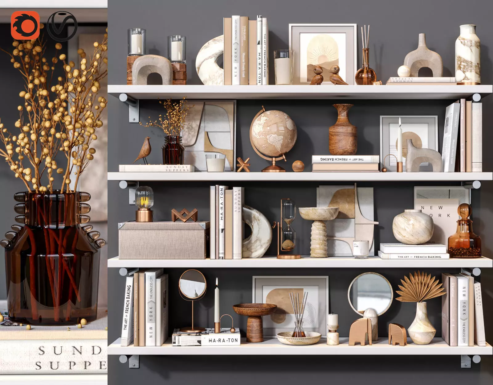 Decorative Beige Set 01 3D model