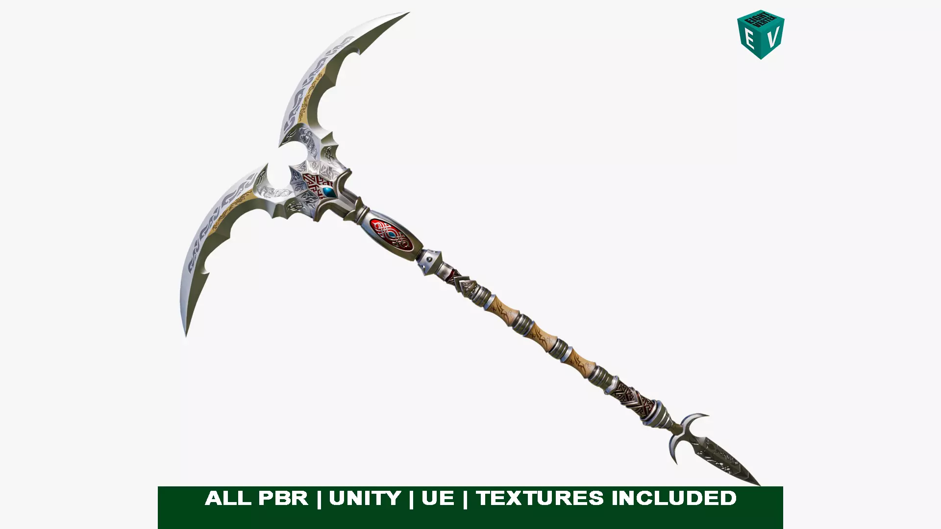 Battle Axe 05 All PBR Unity UE Textures Included Low-poly 3D model_0