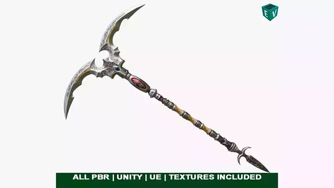  Battle Axe 05 All PBR Unity UE Textures Included Low-poly 3D model