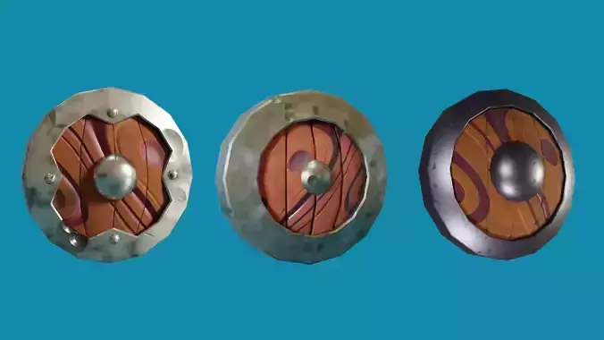 Procedural Stylized Low Poly 3 Shield Models  Low-poly 3D model